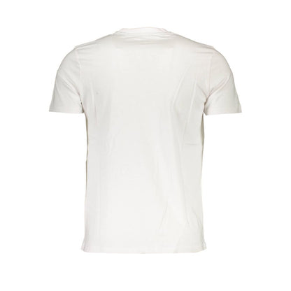 Back view of North Sails White Cotton Men T-Shirt featuring crew neck design and soft premium fabric.
