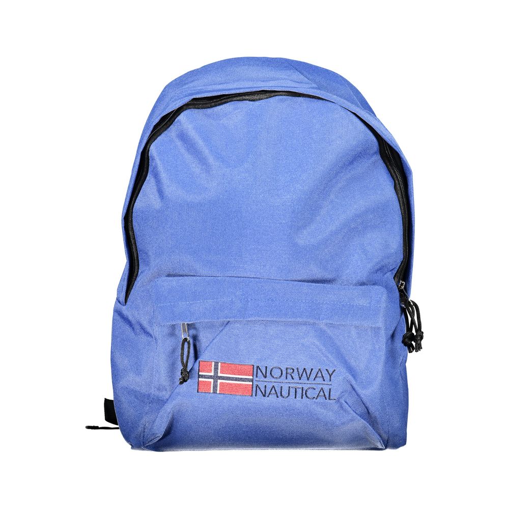 Norway 1963 Blue Polyester Men Backpack with logo and embroidery, featuring adjustable straps and external pocket.