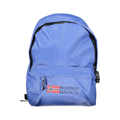 Norway 1963 Blue Polyester Men Backpack with logo and embroidery, featuring adjustable straps and external pocket.
