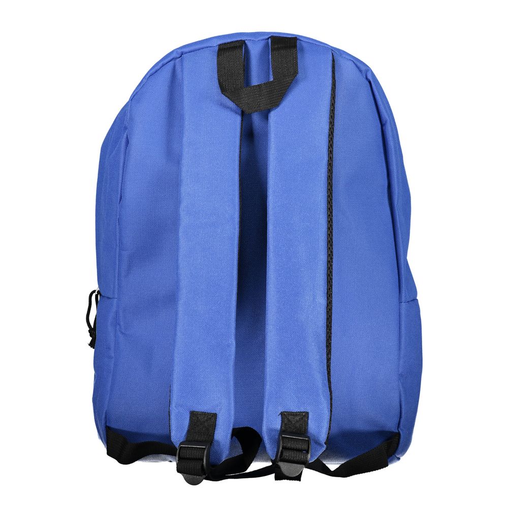 Back view of Norway 1963 Blue Polyester Men Backpack with adjustable straps and durable fabric.