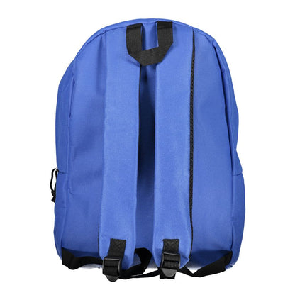 Back view of Norway 1963 Blue Polyester Men Backpack with adjustable straps and durable fabric.