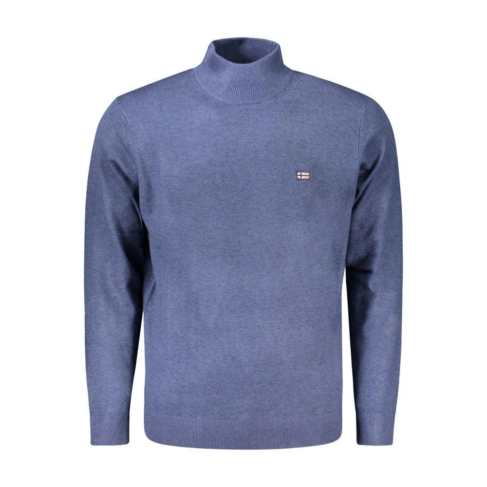Norway 1963 Blue Polyester Sweater with high neck and embroidery design, featuring long sleeves and logo.