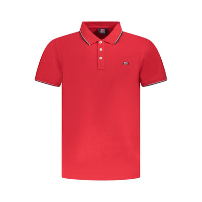Norway 1963 Red Cotton Polo Shirt with short sleeves, 3 buttons, and contrasting details.