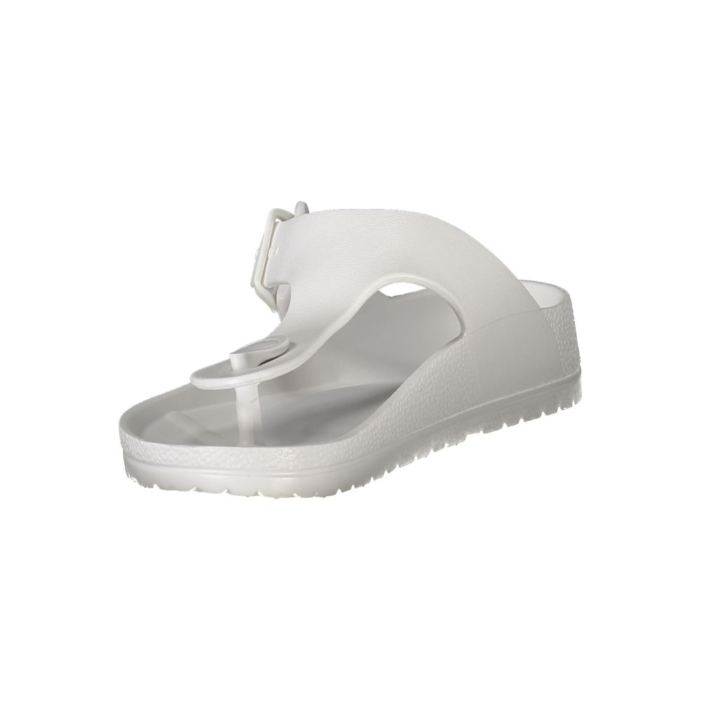 Norway 1963 White Plastic Women Sandal with adjustable buckle, sleek modern design, and durable material for summer elegance.