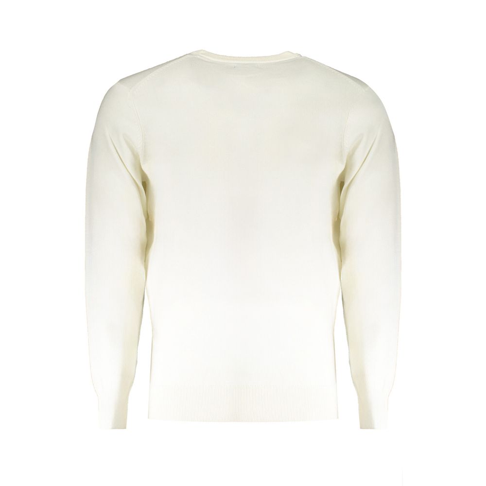 Back view of Norway 1963 White Wool Mens Sweater with long sleeves and crew neck.