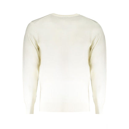 Back view of Norway 1963 White Wool Mens Sweater with long sleeves and crew neck.