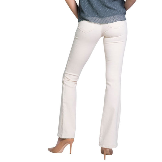 Back view of Only Cream Cotton Bootcut Jean showcasing flared fit and comfortable stretch.