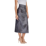 Only Gray Artificial Leather Skirt for women, fall/winter collection, 100% faux leather, elegant long design, stylish fashion.