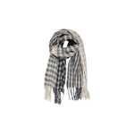Only Gray Recycled Polyester Scarf with checkered pattern, eco-friendly, stylish soft accessory for women, versatile for any season.