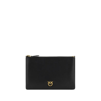 PINKO Black Calf Leather Bos Taurus Shoulder Bag