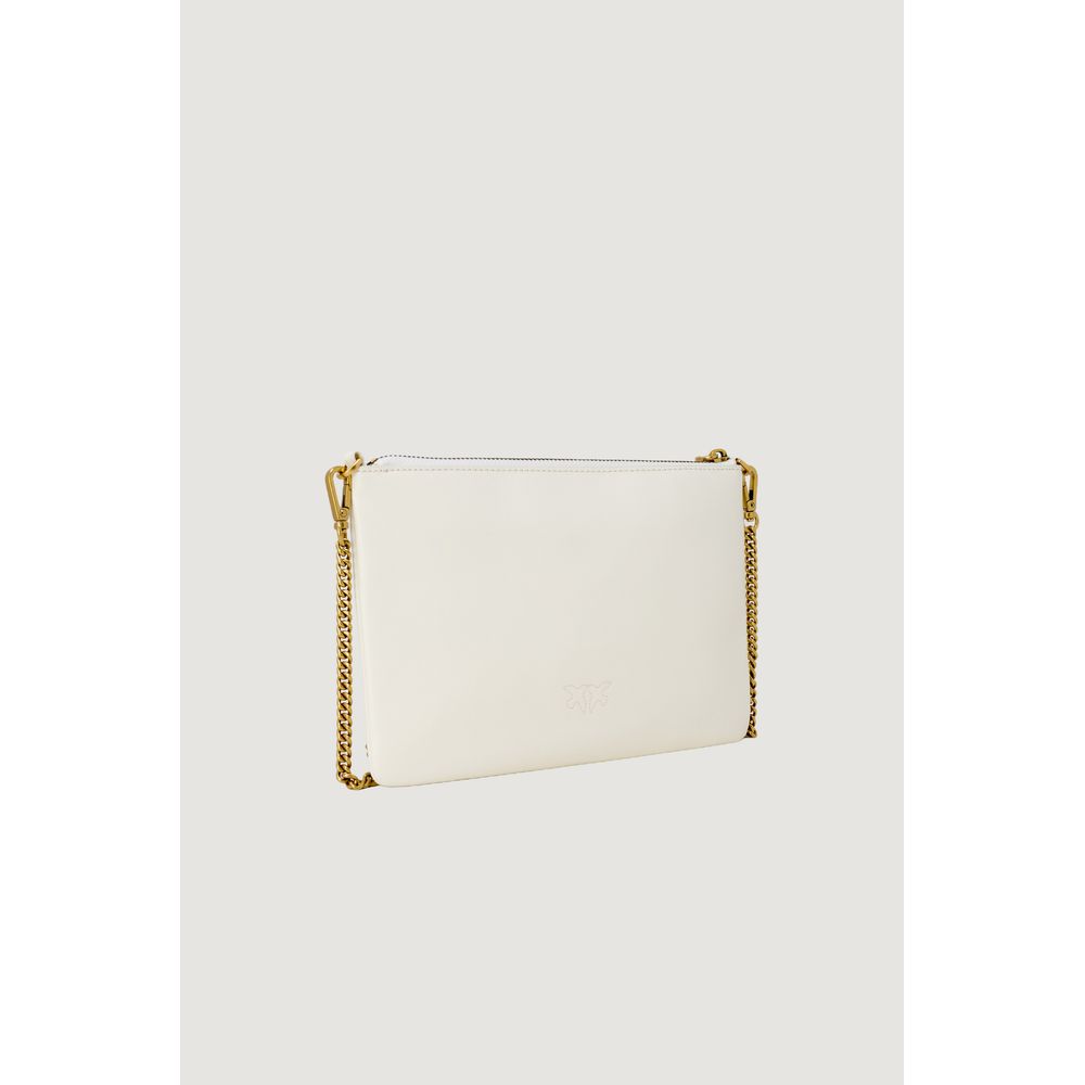 PINKO Cream Leather Clutch Bag