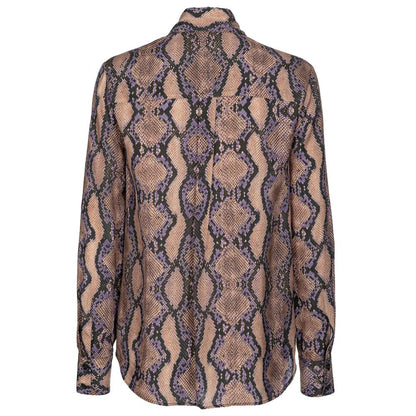 PINKO Multicolor Viscose Shirt with snake animal print, button closure, classic collar