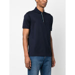 PS By Paul Smith T-shirts and Polos Blue featuring rainbow-stripe cotton polo shirt with short sleeves and button placket.