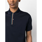PS By Paul Smith T-shirts and Polos Blue - navy cotton polo with rainbow stripe detail and short sleeves