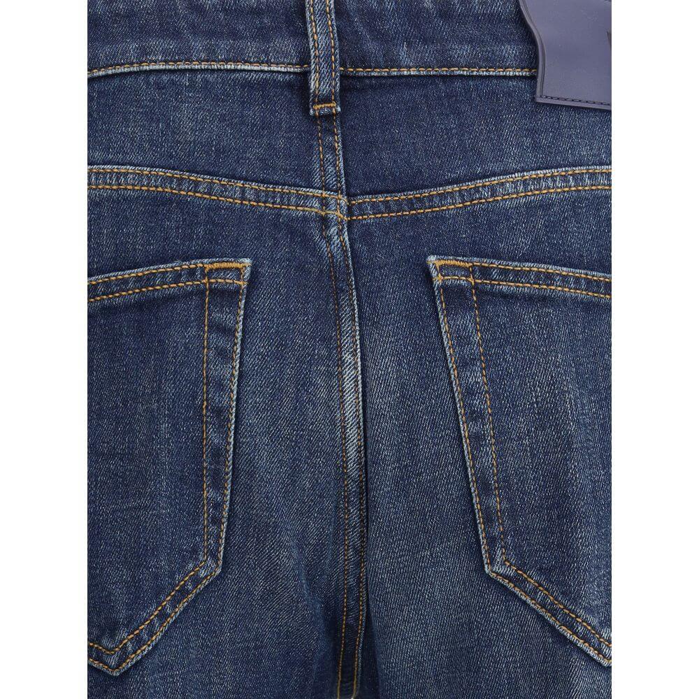 Back view of PT Torino Blue Cotton Slim Fit Jeans showcasing classic five-pocket design and detailed stitching.