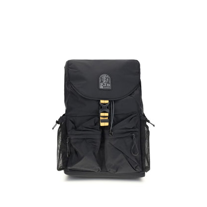 Parajumpers Black Nylon Backpack with multiple exterior pockets and adjustable straps, part of the Icon Lite line.