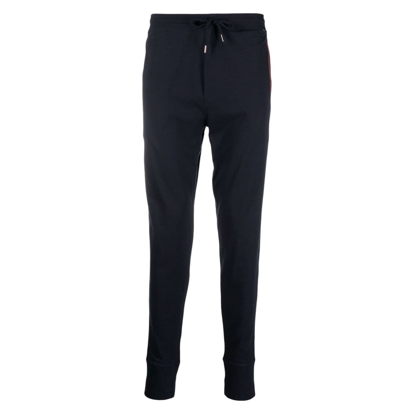 Paul Smith Trousers Blue with rainbow motif, elasticated drawstring waist, and tapered leg in cotton jersey.