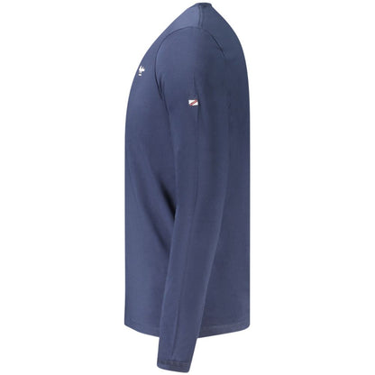 Pepe Jeans Blue Cotton T-Shirt, long sleeve, slim fit, crew neck, with print logo, made of 70% sustainable cotton, side view