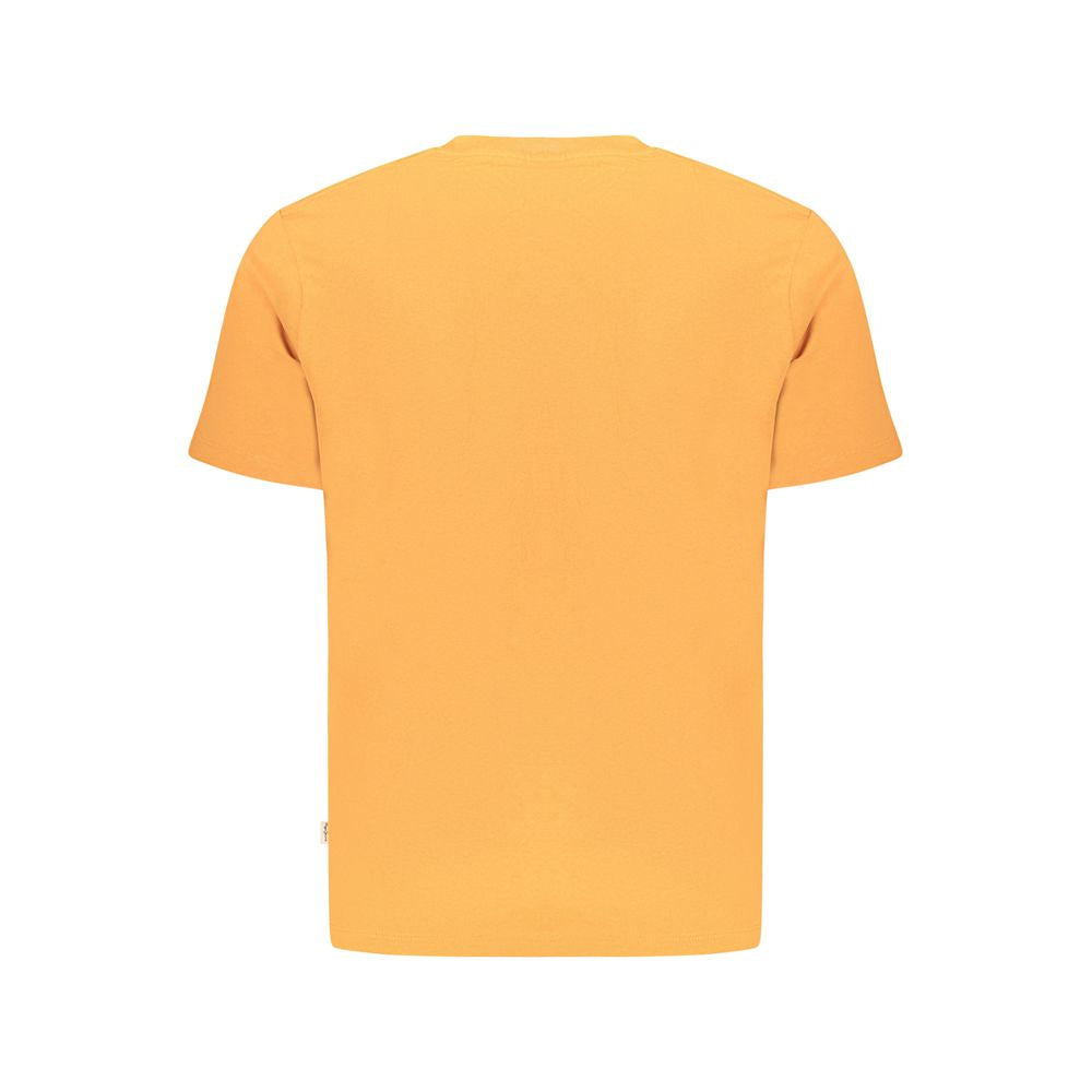 Pepe Jeans Orange Cotton T-Shirt with short sleeves and crew neck, featuring embroidery and logo, made from 100% sustainable cotton.