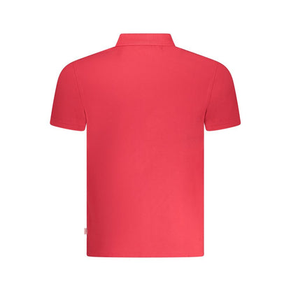 Pepe Jeans Red Cotton Men Polo Shirt back view showcasing vibrant red color with classic design and sustainable cotton material.
