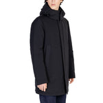 Peuterey Black Polyester Jackets & Coat for men with concealed closure and adjustable hood, side view