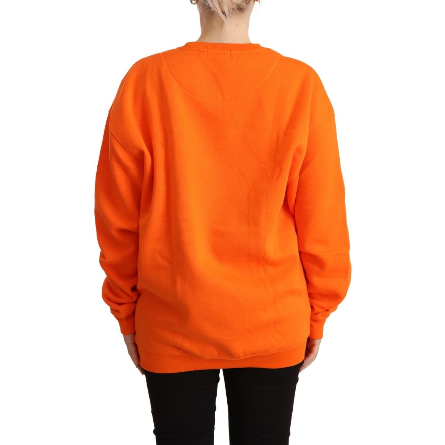 Philippe Model Orange Printed Long Sleeves Pullover Sweater 1728,67345645728,Clothing,IT46|XL,Material: 100% Cotton,New with tags,Orange,Philippe Model,Sweaters - Clothing,Sweatshirts - Sweaters - Clothing,Women