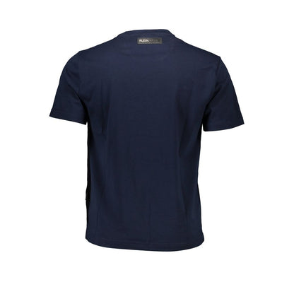 Back view of Plein Sport Blue Cotton Men T-Shirt showing logo and design details.