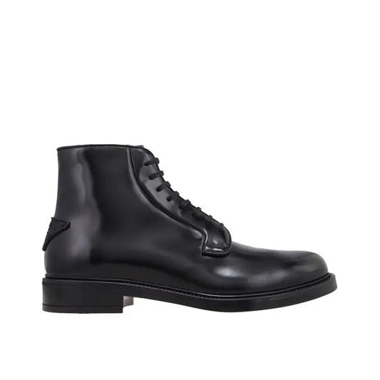 Prada Black Calfskin Lace-Up Boots