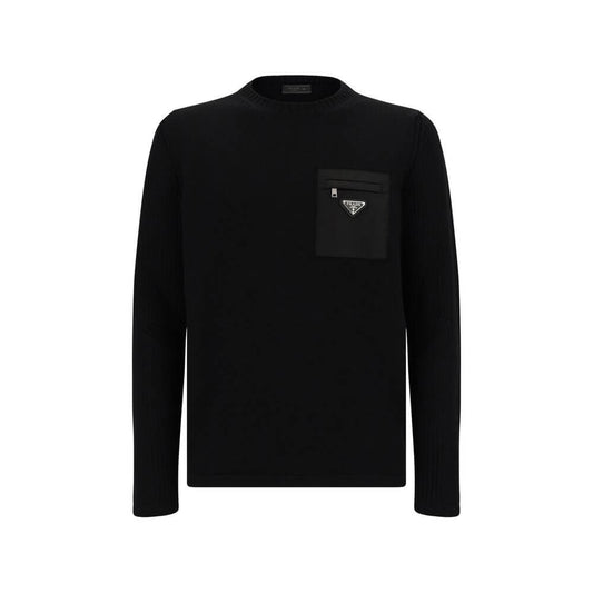 Prada Black Fleece Wool Sweatshirt