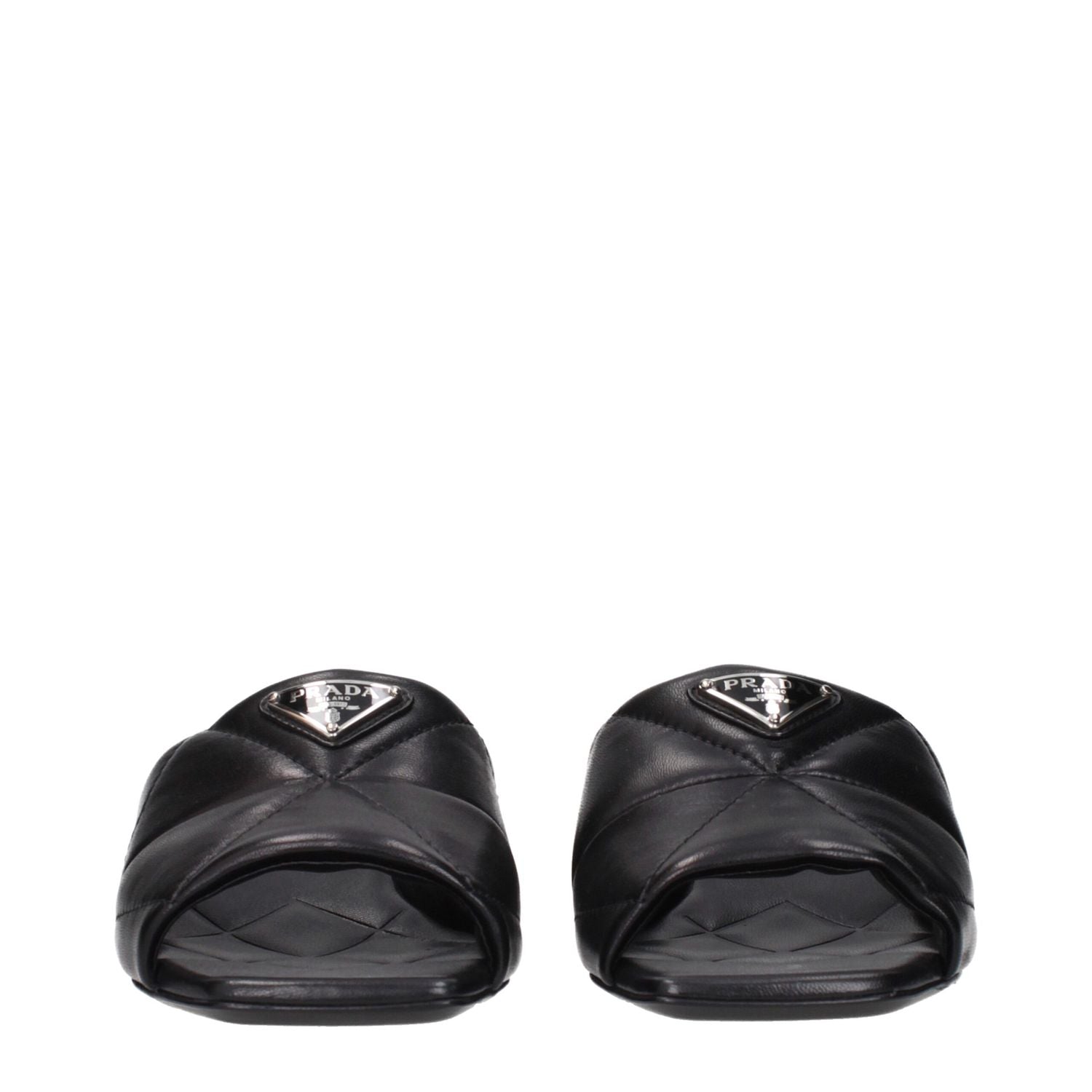 Prada Black Leather Flat Sandals