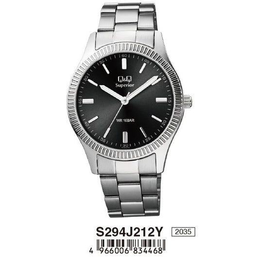 Q&Q SUPERIOR Mod.S294J212Y wristwatch, stainless steel case and strap, 3 ATM water resistance, quartz movement, sapphire dial.