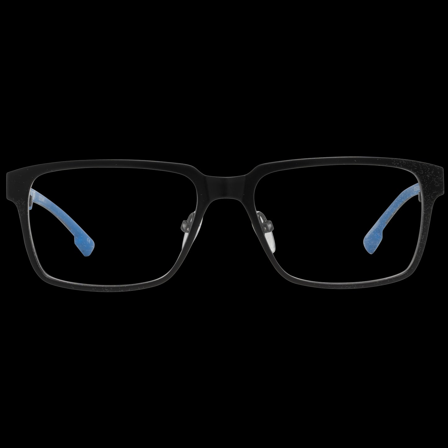 QUIKSILVER MOD. EQYEG03085 52DBLK eyeglasses front view for gent, black frame with blue temple tips, stylish optical design.