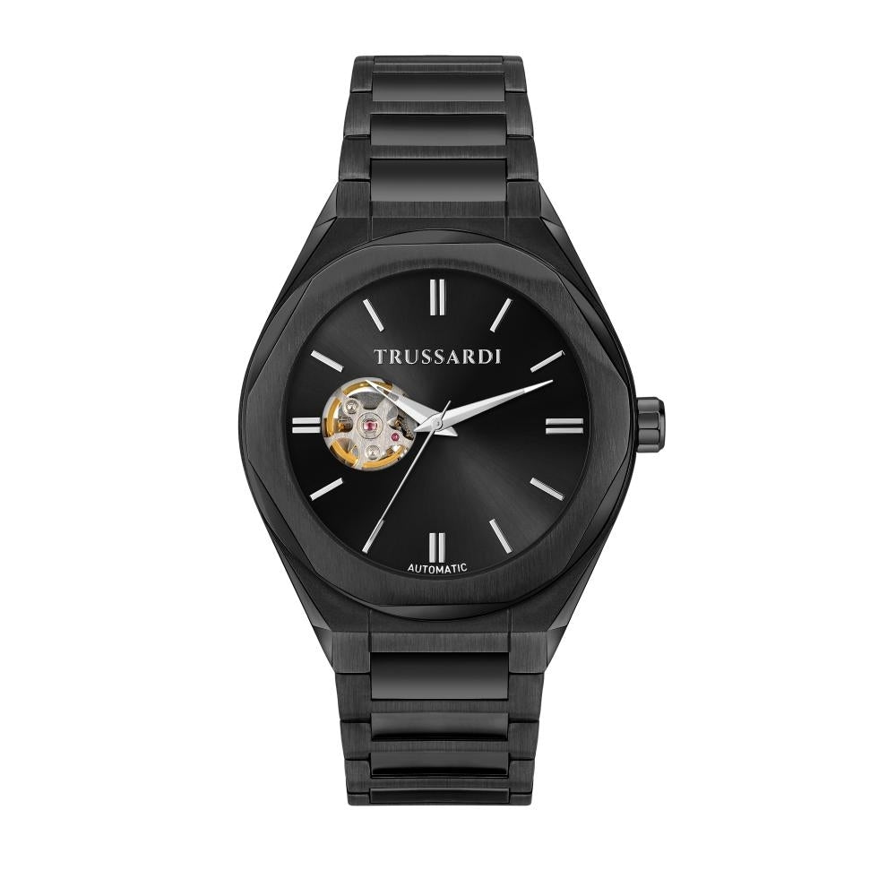 TRUSSARDI MOD. BIG wristwatch, silver case 42mm, automatic movement, stylish design for gents