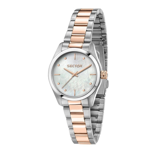 SECTOR Mod. 270 ladies quartz wristwatch with silver metal strap, stainless steel case, mineral dial. Water resistant, official box.