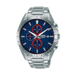 LORUS Mod. SPORTS wristwatch with stainless steel case and strap, quartz movement chronograph, tachymeter, and mineral dial, 10 ATM water resistance.