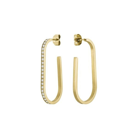 ROSEFIELD JEWELS JEWELRY Mod. JLHSCG-J254 gold hoop earrings with crystals.