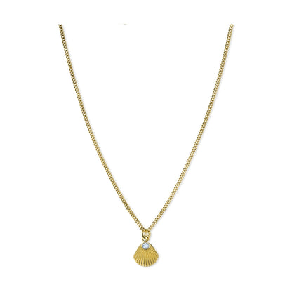 ROSEFIELD JEWELS JEWELRY Mod. JPNSCG-J268 gold shell necklace with diamond accent