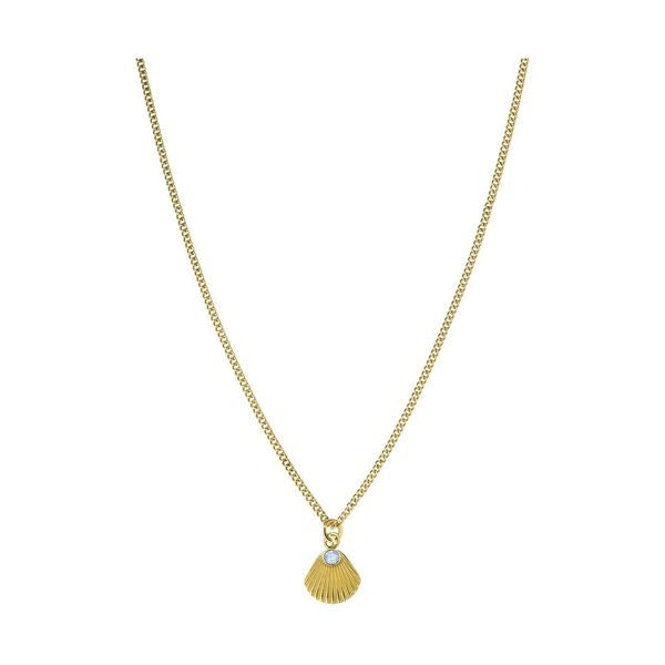 Gold necklace from ROSEFIELD JEWELS JEWELRY Mod. JPNSCG-J268 with a shell pendant, showcased on a white background.