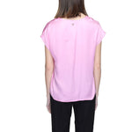 Back view of Rinascimento Multicolor Viscose Blouse with short sleeves, made of 100% viscose, women's fashion