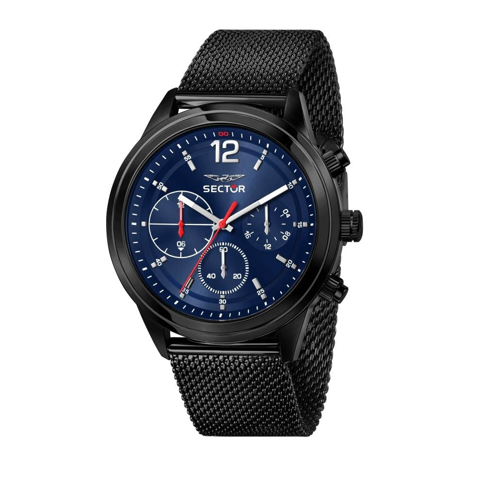 SECTOR Mod. 670 gent's multifunction wristwatch with 45mm silver case and quartz movement, featuring a sleek design.