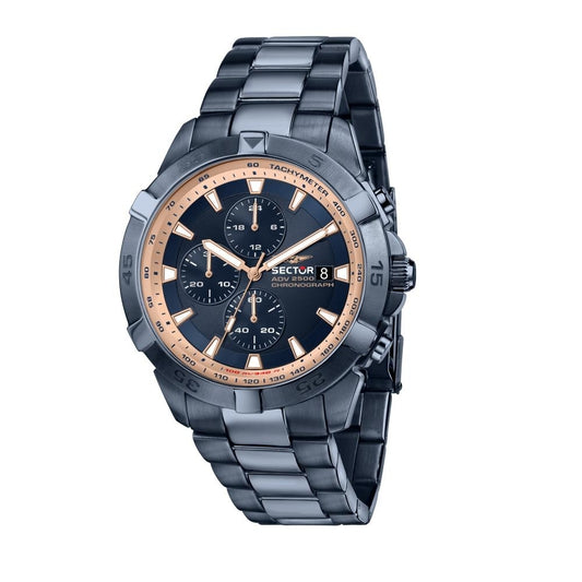 SECTOR Mod. ADV2500 stainless steel chronograph wristwatch, 10 ATM water resistant, 43mm case, quartz movement, silver design for gents.