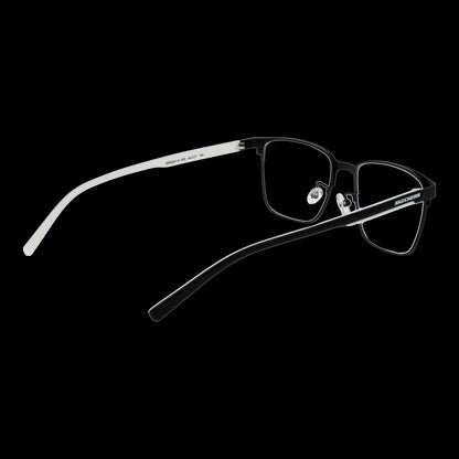 SKECHERS MOD. SE50021-D 54002 stylish gent eyeglasses, black frame with clear lenses, side view against black background.