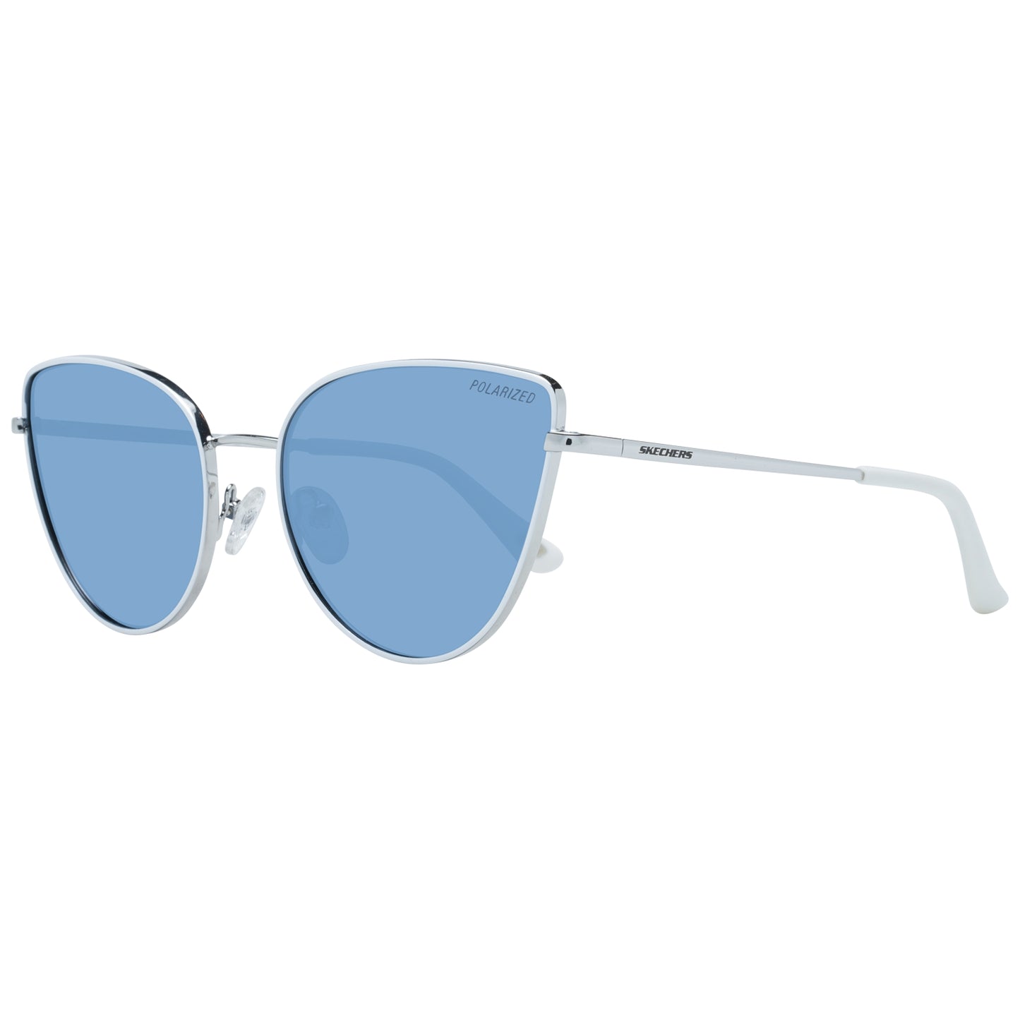SKECHERS MOD. SE6158 5921V stylish ladies sunglasses with blue lenses and white frame.