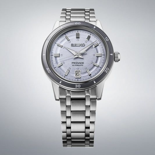 SEIKO PRESAGE MOD. STYLE '60 Automatic stainless steel watch with blue dial and date display