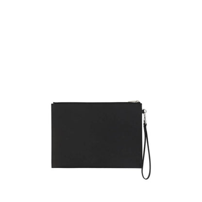 Saint Laurent Black Calf Leather Bos Taurus Other Accessories - iPad holder with zipper closure, brand monogram, and card slots.