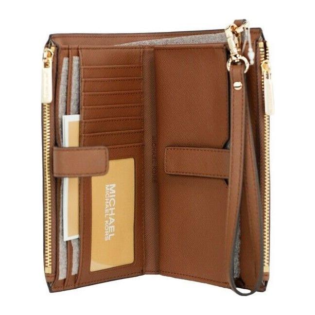 Michael Kors | Jet Set Travel Luggage Leather Large Double Zip Wristlet Wallet| McRichard Designer Brands   