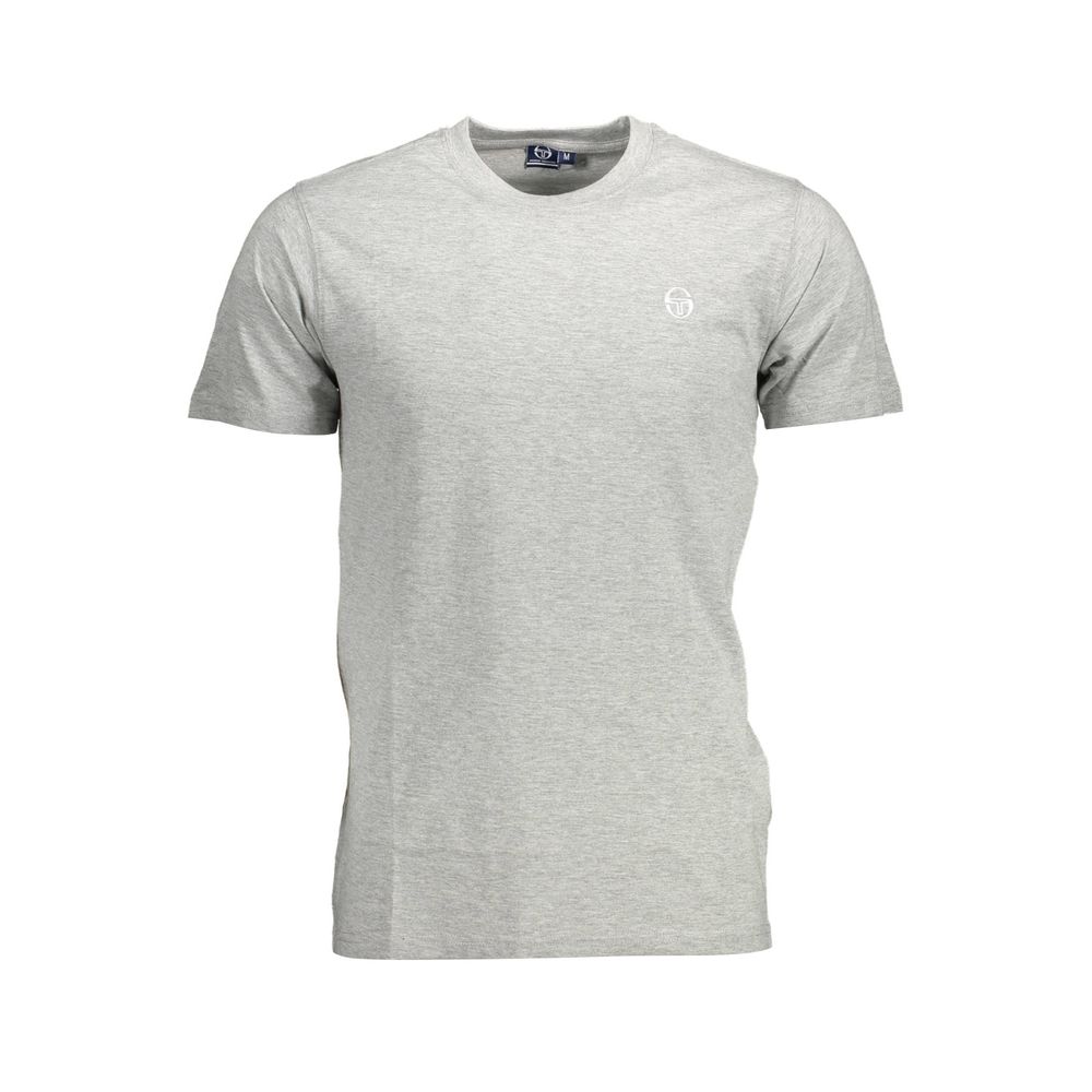 Gray cotton T-shirt featuring Sergio Tacchini logo on the chest.