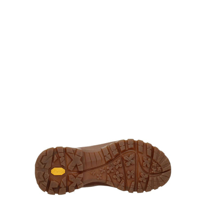 Sole view of Stella McCartney Brown Leather Ankle Boots showing rubber material with engraved floral pattern for traction.