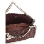 Stella McCartney Falabella Tiny crossbody bag with burgundy rhinestone embellishment and silver-tone chain detailing