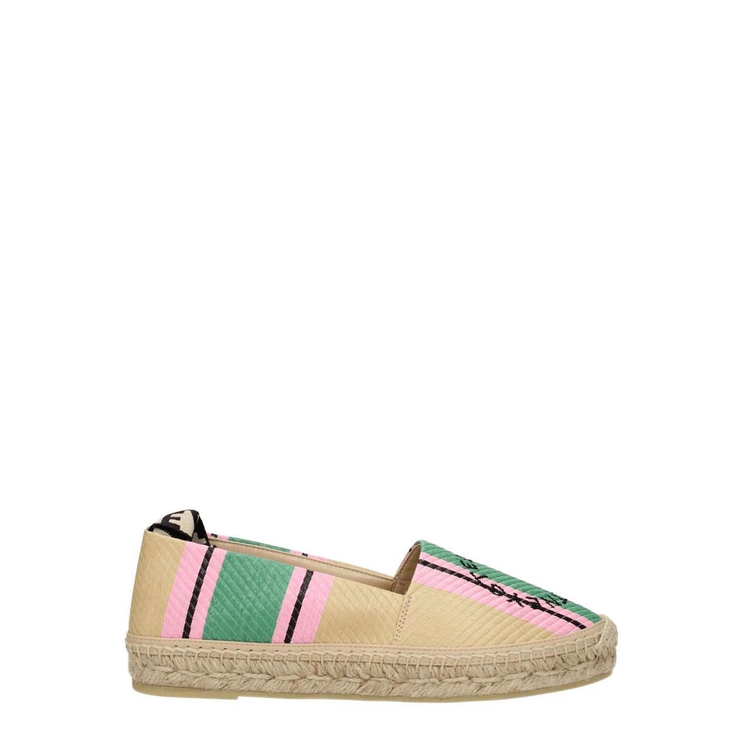 Stella McCartney Multicolor Fabric Espadrilles with logo design, self-tie closure, and rubber sole. Stylish casual footwear with round toe.
